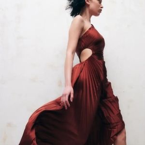 A.L.C. Delfina One shoulder pleated maxi dress.